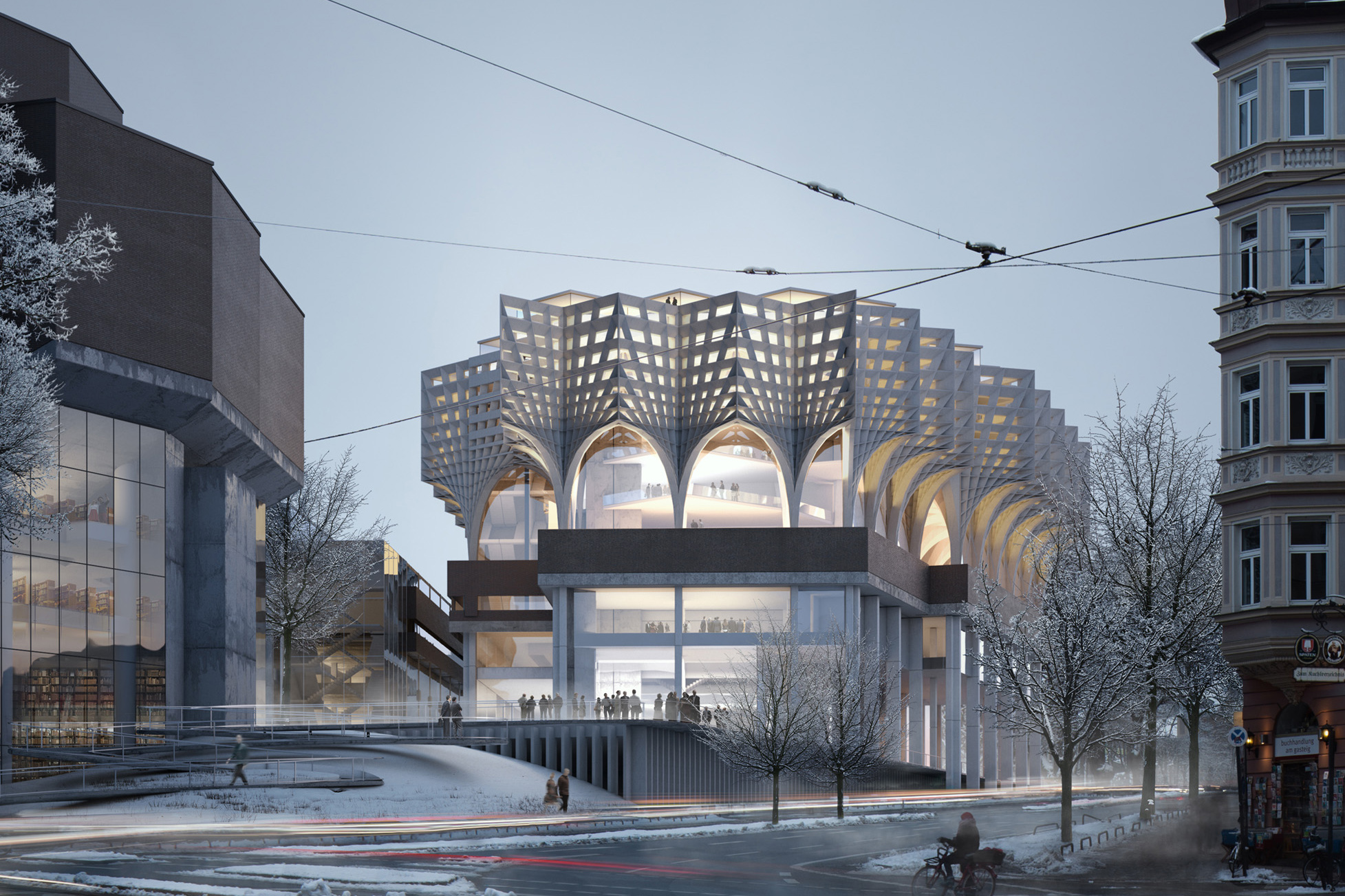 Rendering vom neuen Gasteig, Außenfassade