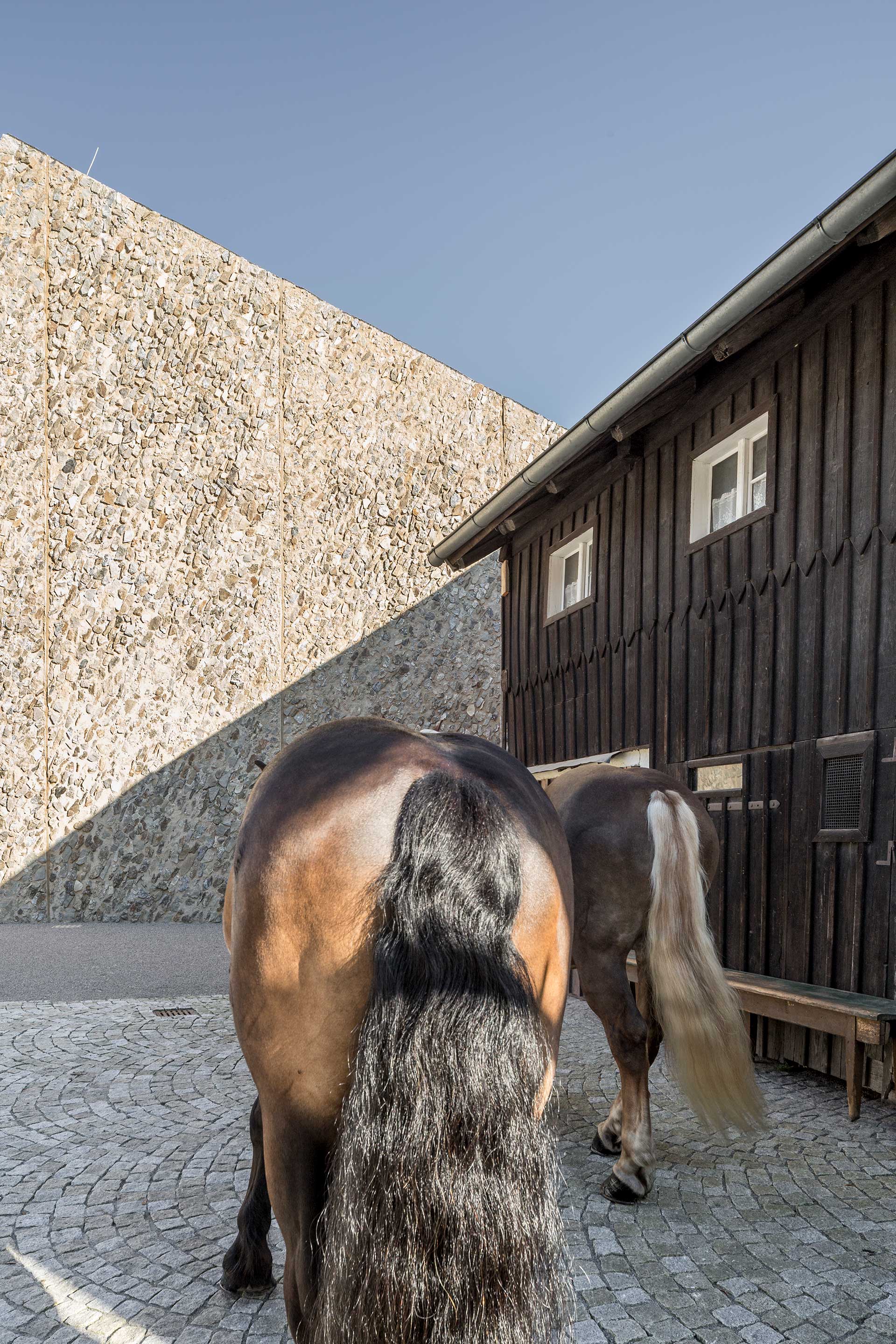 Pferdepopos vor dem Konzerthaus Blaibach